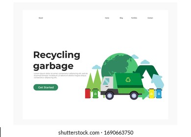 concepto de ilustración de concepto de reciclaje de basura para plantilla, banner y presentación de la página de inicio web