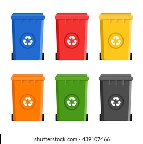 recycling garbage container bin cans flat design
