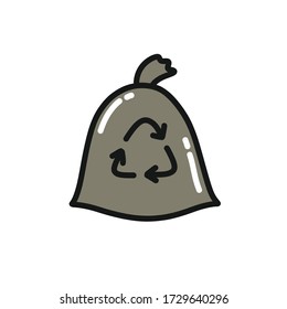 icono del doodle de basura de reciclaje, ilustración del vector