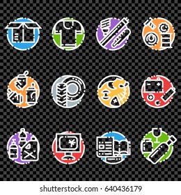 Recycling garbage elements trash bags tires management industry utilize waste can vector illustration.