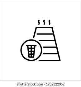 Recycling, garbage, energy. Secondary processing of waste. Energy recovery from waste raw materials. Clean energy.Vector sign in a simple style isolated on a white background. 64x64 pixel.