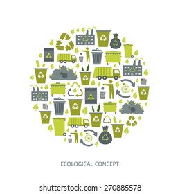Recycling garbage icons concept. Waste utilization. Vector illustration