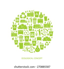 Recycling garbage icons concept. Waste utilization. Vector illustration