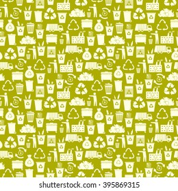 Recycling garbage icons seamless pattern. Waste utilization. Vector illustration.