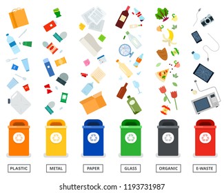 Recycling Garbage Separation Collection Recycled Vector Stock Vector ...