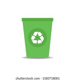 Recycling garbage separation collection and recycled isolated on white background.Trash in garbage cans with sorted garbage vector icons. 