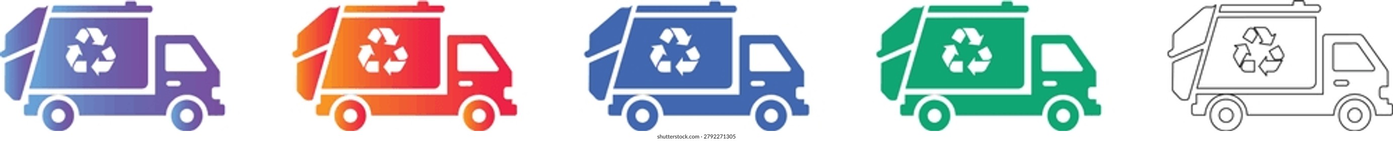 Recycling Garbage Truck Icon Set for Environmental Apps vol 1935