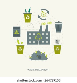 Recycling garbage and waste utilization concept. Environmental ecological background