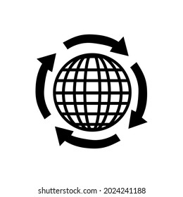 Recycling globe or earth vector black. isolated on white background, suitable for web icon, etc.
