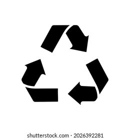 Recycling glyph icon. Arrows. Vector fill black illustration.