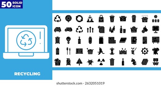 Recycling glyph icons collection vector