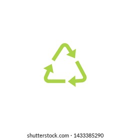 Recycling green triangle eco bold line icon with arrows in a flat style. Ecological recycling icon design. Isolated vector illustration on white background.