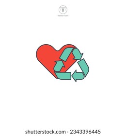 Recycling with Heart icon symbol vector illustration isolated on white background