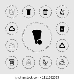 Recycling icon. collection of 13 recycling filled and outline icons such as trash bin, recycle, recycle bin. editable recycling icons for web and mobile.