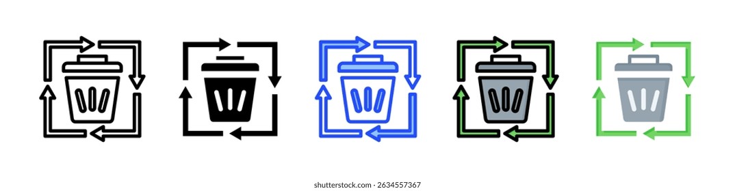 Recycling Icon Collection With Multiple Styles