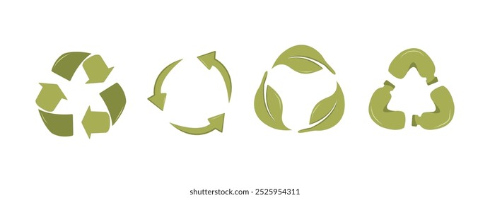 Recycling icon collection.Vector set of recycling symbols. Isolated illustration for card, postcard, cover. EPS 10  