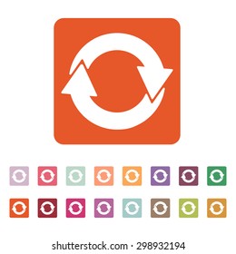 The recycling icon. Eco and ecological, cycle symbol. Flat Vector illustration. Button Set
