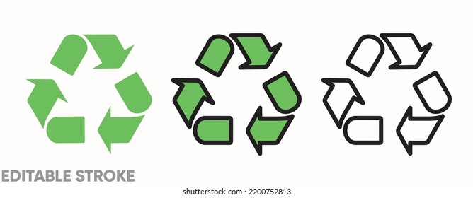 Recycling Icon Flat Logo Vector Image Isolated Element Go Green Environmental Eco Friendly Nature Protection Reduce Reuse Recycle