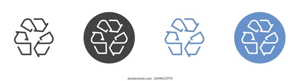 Recycling icon Flat set in black and white color