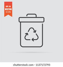 Recycling icon in flat style isolated on grey background. For your design, logo. Vector illustration.