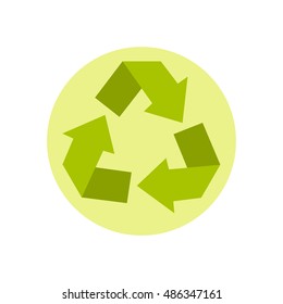 Recycling icon in flat style isolated on white background. Ecology symbol vector illustration