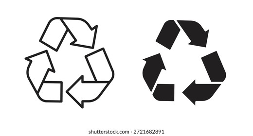 Ícone de reciclagem de pacote de vetor de traçado fino e plano. Conjunto de ícones editáveis