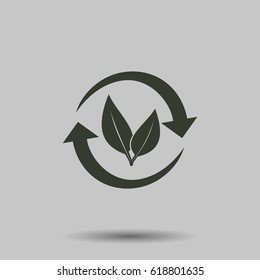 Recycling icon. Flat vector illustration in black on white background.