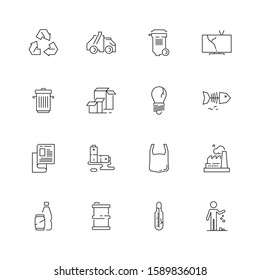 Recycling icon. Garbage plastic bottles recycled symbols rubbish paper vector pictograms collection