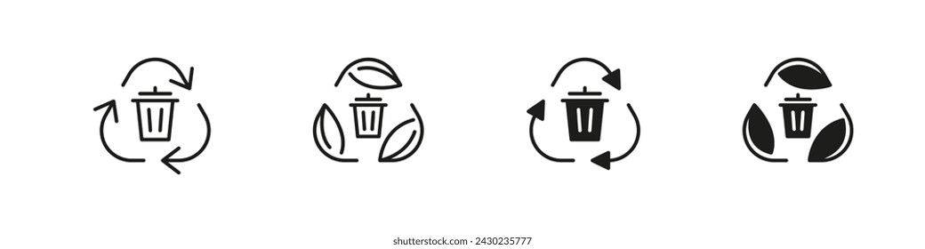 Recycling icon with grabage. Saving environment recycle icons.