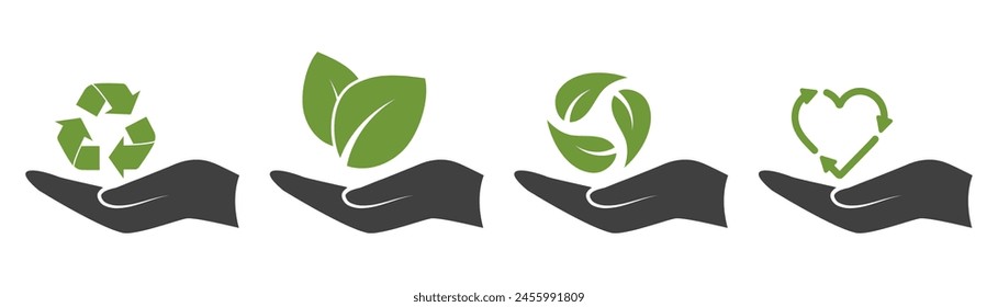 Recycling-Ikone in der menschlichen Hand.