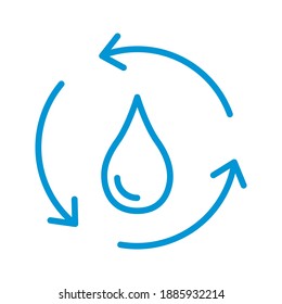 Recycling icon in line blue color