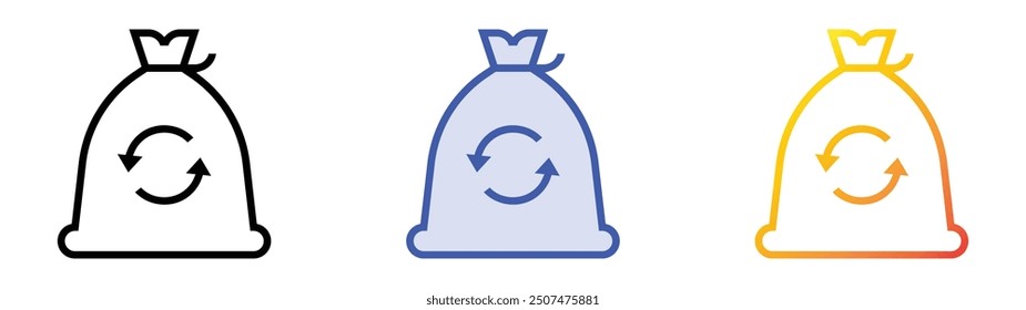 recycling icon. Linear, Blue Fill and Gradient Style Design Isolated On White Background