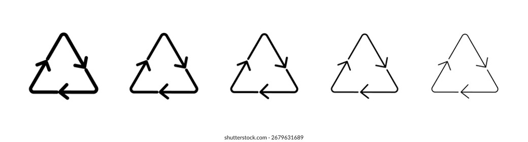 Logotipo do ícone de reciclagem na coleção de linhas de traçado