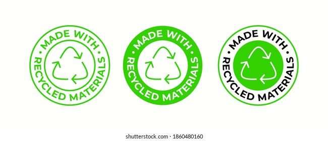 Recycling Icon, Made Of Recycled Material Package Sign, Vector. Recycling Plastic Bag Or Biodegradable And Eco Safe And Bio Recyclable Package Stamp Logo