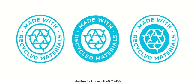 Recycling icon, made of recycled materials logo for recyclable package or plastic bag. Biodegradable and recyclable pack label sign