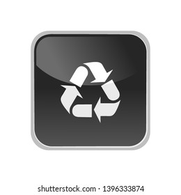 Recycling icon on a square button