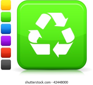 Icono de reciclaje en botón de Internet cuadrado Se incluyen seis opciones de color.