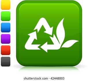 Icono de reciclaje en botón de Internet cuadrado Se incluyen seis opciones de color.