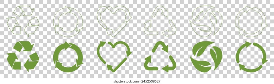 Icono de reciclaje sobre fondo transparente