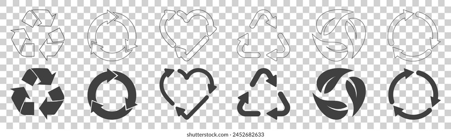 Recycling icon on transparent background