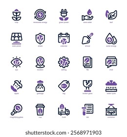 Recycling Icon pack for your website, mobile, presentation, and logo design. Recycling Icon dual tone design. Vector graphics illustration and editable stroke.