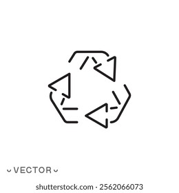 recycling icon, recycle concept thin line symbol isolated on white background, editable stroke eps 10 vector illustration