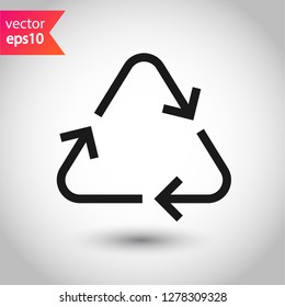Recycling icon. Recycle icon.  Environmental treatment vector sign. ecological recycling arrows symbol. EPS 10 flat sign. Linear symbol. Outline symbol design