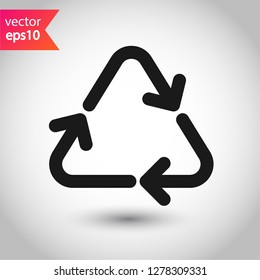 Recycling icon. Recycle icon.  Environmental treatment vector sign. ecological recycling arrows symbol. EPS 10 flat sign. Linear symbol. Outline symbol design