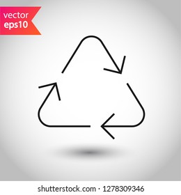 Recycling icon. Recycle icon.  Environmental treatment vector sign. ecological recycling arrows symbol. EPS 10 flat sign. Linear symbol. Outline symbol design
