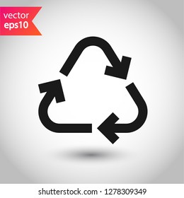 Recycling icon. Recycle icon.  Environmental treatment vector sign. ecological recycling arrows symbol. EPS 10 flat sign. Linear symbol. Outline symbol design