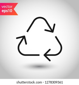Recycling icon. Recycle icon.  Environmental treatment vector sign. ecological recycling arrows symbol. EPS 10 flat sign. Linear symbol. Outline symbol design