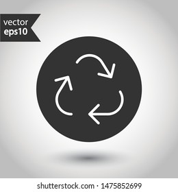 Recycling icon. Recycle icon.  Environmental treatment vector sign. ecological recycling arrows symbol. Round icon flat sign. Linear symbol. Outline symbol design