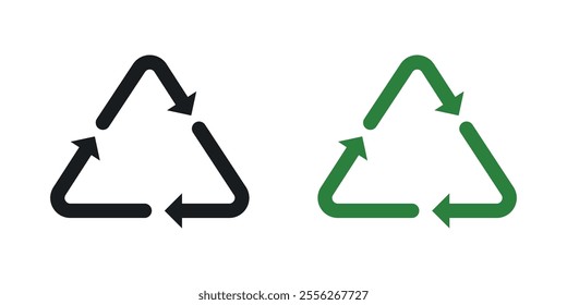 Recycling icon set in black and colored versions.