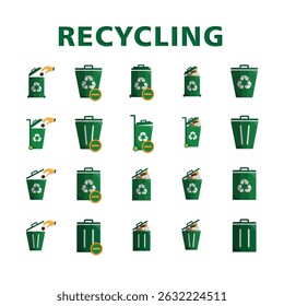 recycling icon set. Collection of sustainability, ecology, trash, etc. symbol for reuse, recycle, zero emission. Isometric design style